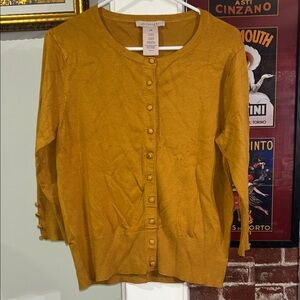 Philosophy Mustard Button-Front Cardigan